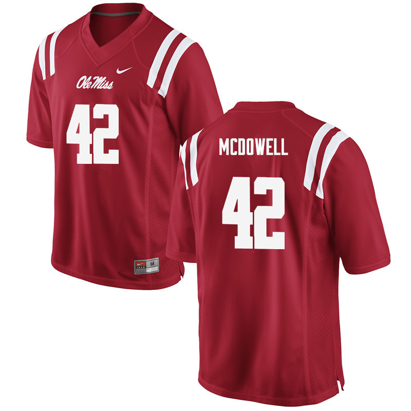 Garrald McDowell Ole Miss Rebels NCAA Men's Red #42 Stitched Limited College Football Jersey RRB6358RD
